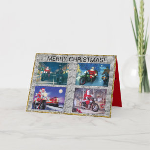 Tomte på en motorcykel julkort kort