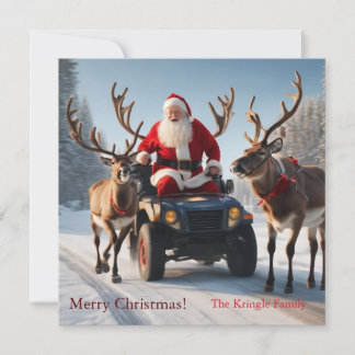 Tomte på fyrhjuling julkort
