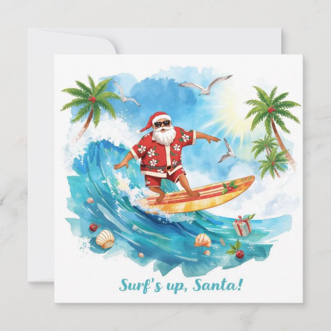 TOMTE på Hawaiis strand för jul Julkort (Framsida)
