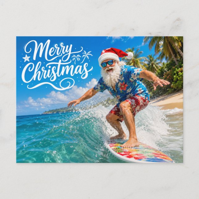 TOMTE på Hawaiis strand för jul Vykort (Framsida)