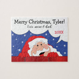Tomte på julafton säger pussel