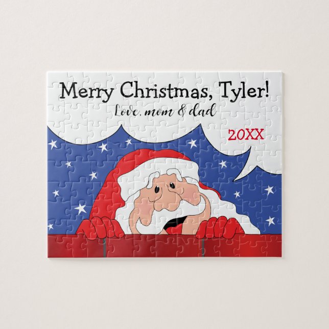 Tomte på julafton säger pussel (Horisontell)