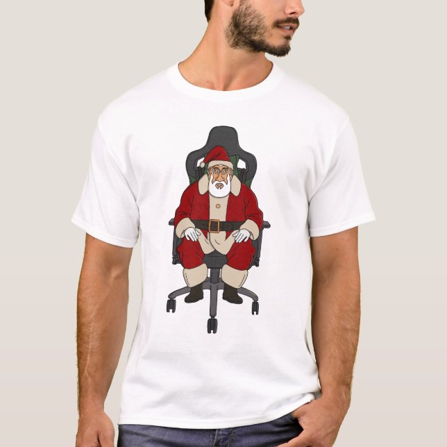 Tomte på kontorsspelsstol t shirt (Framsida)