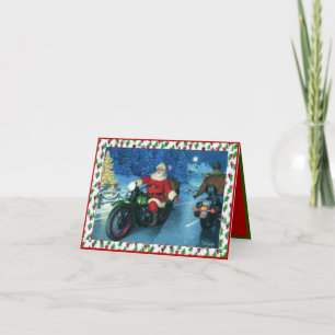 Tomte på motorcykel julkort kort