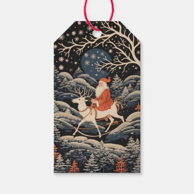 TOMTE PÅ REN JULTRADITIONELLT PRESENTKORT PRESENTETIKETT (Framsidan)