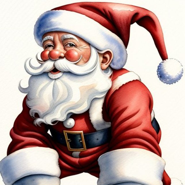 Tomte på rullskridskor platt julkort (Cute Santa Claus Postcards!)