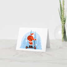 Tomte på scooter julkort