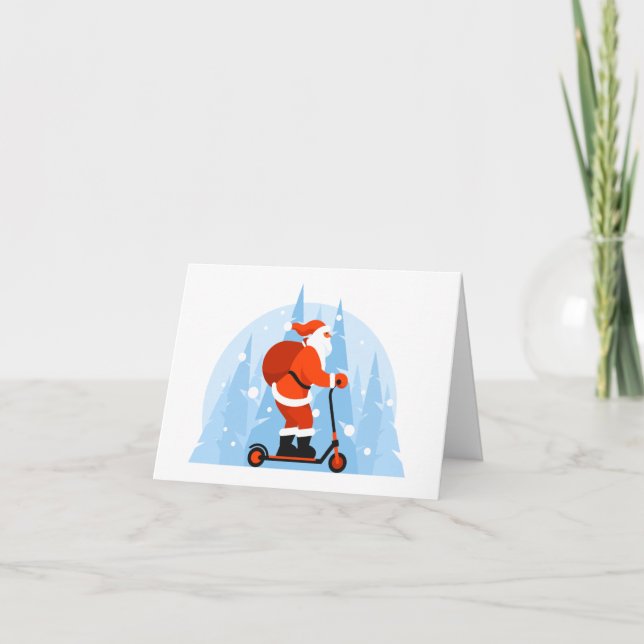 Tomte på scooter julkort helgkort (Framsida)