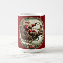Tomte på släde och renar kaffemugg