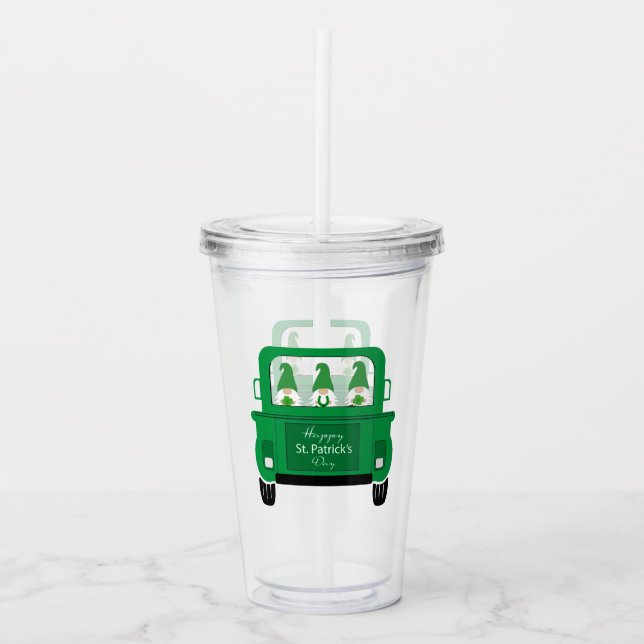 Tomte på St. Patricks dag i lastbil Take Away Mugg (Framsida)