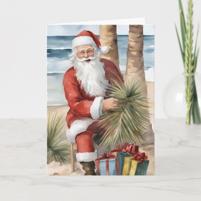 Tomte på stranden kort (Framsida)