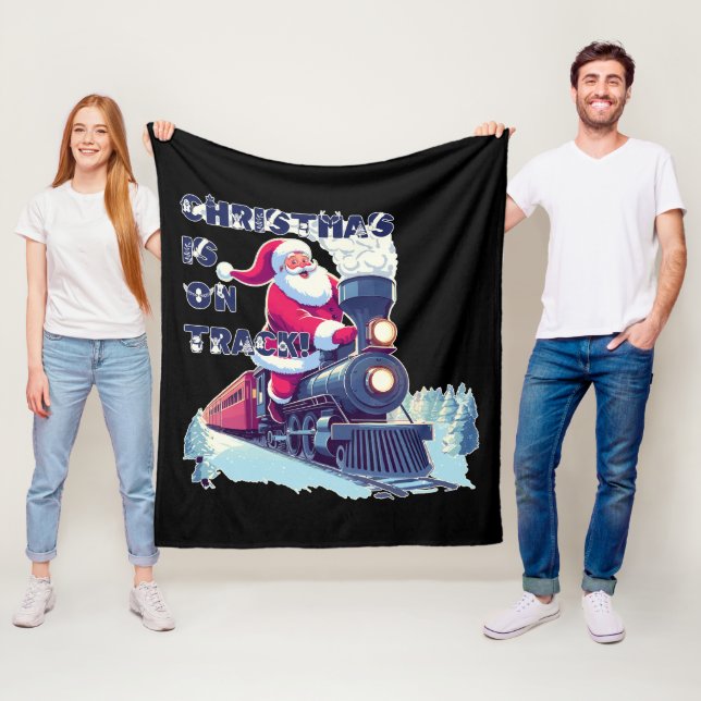 Tomte på tåg fleecefilt (På plats)