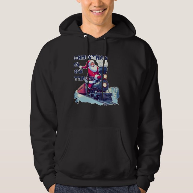 Tomte på tåg hoodie (Framsida)