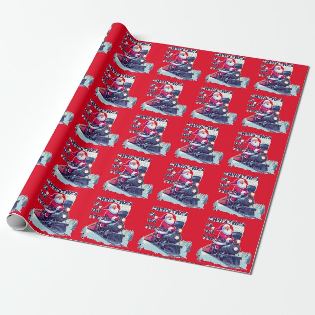 Tomte på tåg presentpapper (Utrullad)