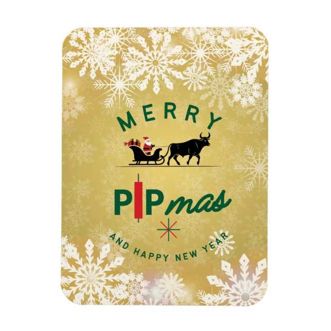 Tomte på tjur-släde – Forex Pipmas-present  Magnet (Vertikal)