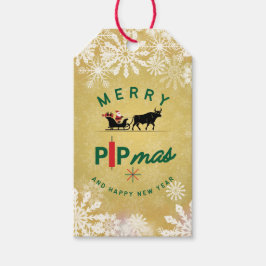 Tomte på tjur-släde – Forex Pipmas-present Presentetikett