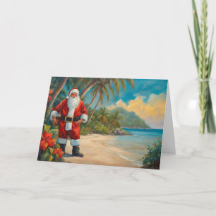 Tomte på tropisk strand helgkort
