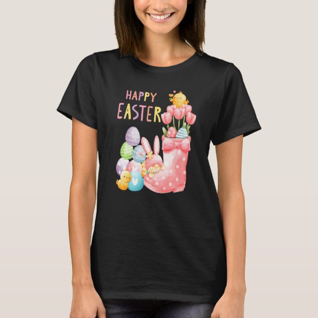 Tomte Påskharen Tomte Trädgårdstomte Påskägg C T Shirt (Framsida)