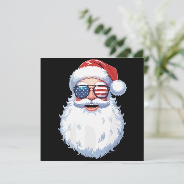 Tomte Patriotiska USA Solglasögon Jul  Julkort (Stående Fram)
