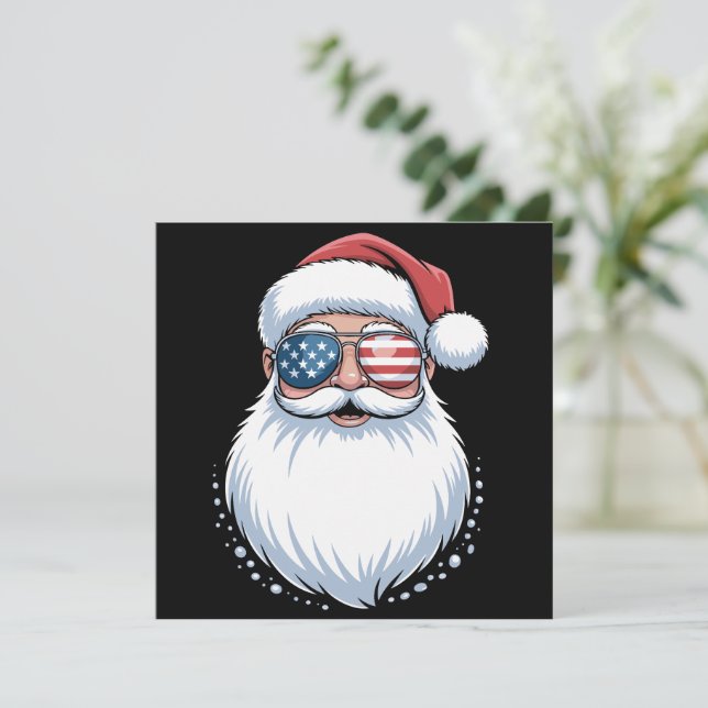 Tomte Patriotiska USA Solglasögon Jul Julkort (Stående Fram)