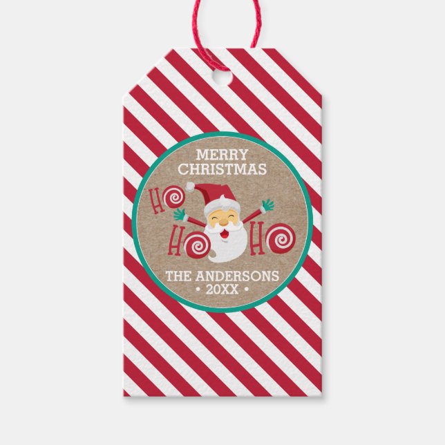 Tomte Pepparmynta Personlig Jul Presentetikett (Framsidan)