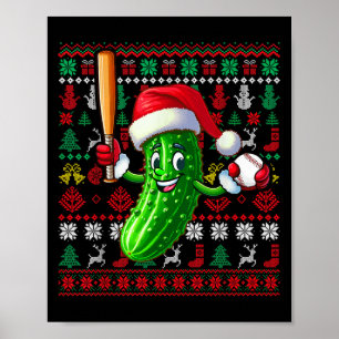 Tomte Pickle Spelar Baseboll Xmas Spelare Vegan Sw Poster