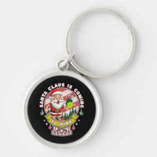 Tomte Pickleball Jul, Rolig Tomte Rund Silverfärgad Nyckelring