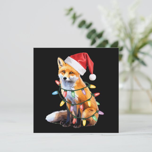 Tomte Räv Julbelysning Räv Älskare Julpresent Julkort (Stående Fram)