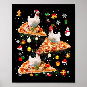 Tomte Ren Älva Kyckling Ridande Pizza Xmas Galax Poster