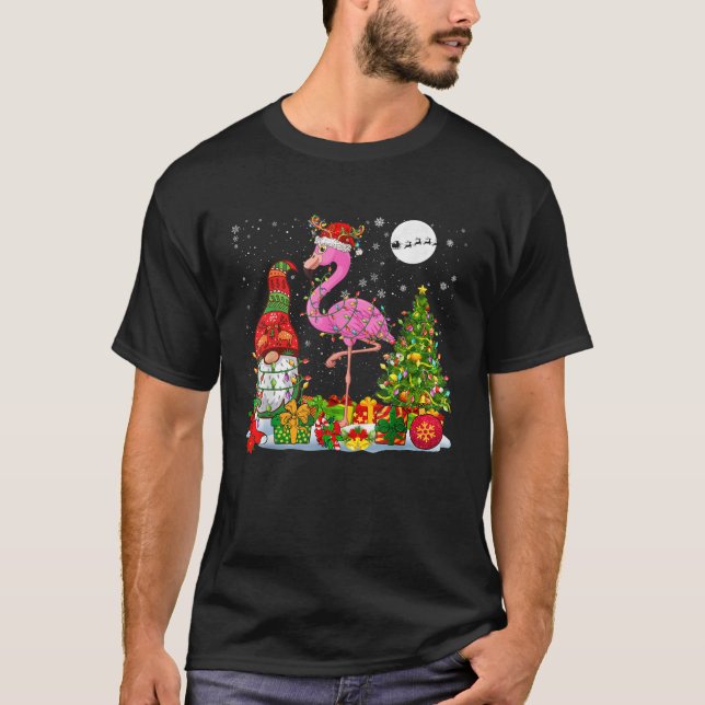 Tomte Ren Flamingo Med Jul Tomte Jul  T Shirt (Framsida)