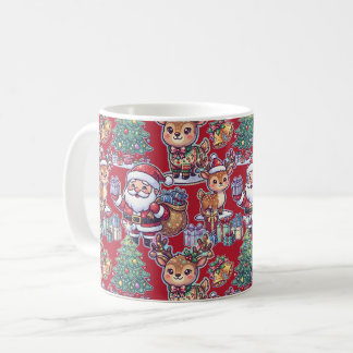 Tomte Ren Mönster Jul Röd Kaffemugg