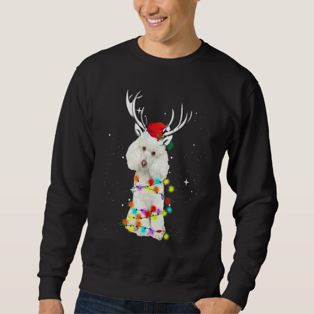 Tomte Ren Pudel Julbelysning Xmas Lång Ärmad Tröja (Framsida)