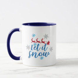 Tomte Ren Sled Snöflingor Present Mugg