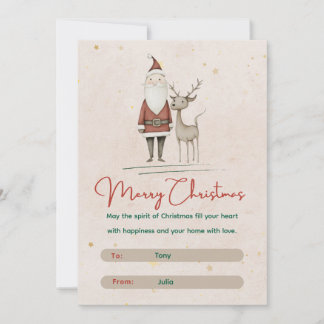 🎅Tomte & Renar God Jul Julkort