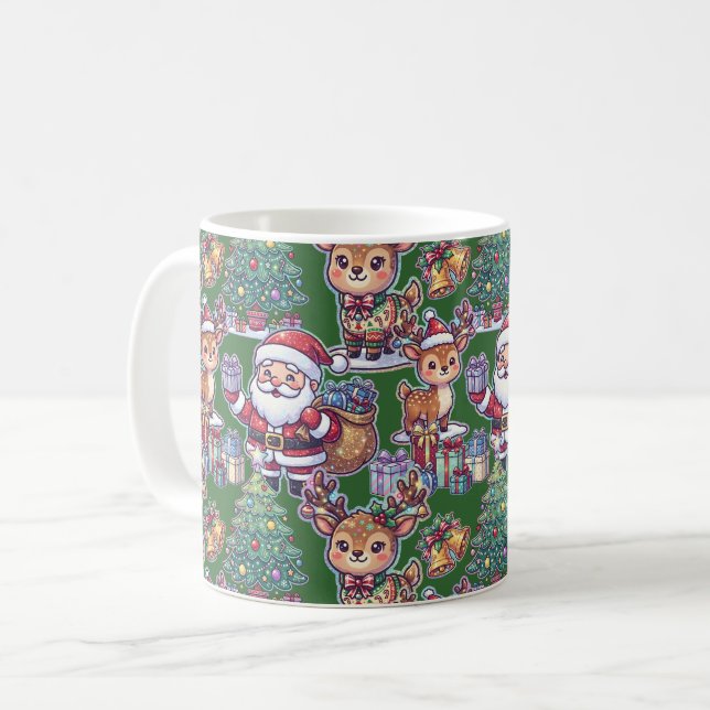 Tomte Renmönster Jul Grön Kaffemugg (Framsida vänster)