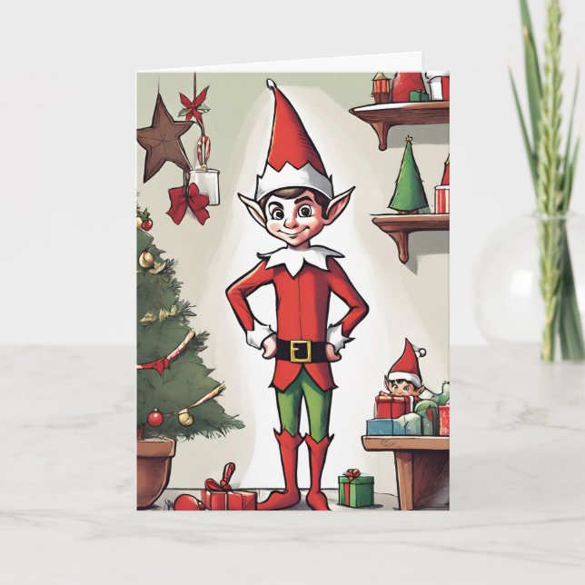 Tomte Retrokoncept Konst Vikta Högtidskort Helgkort (Framsida)