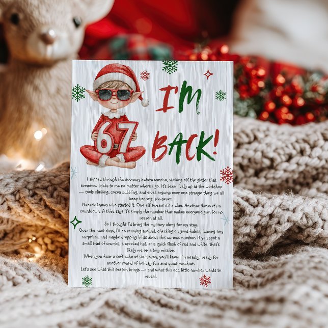 Tomte Returbrev Jul 6 7 meme trend Jag Är Tillbaka Inbjudningar (Elf Return Letter Christmas 6 7 meme trend Im Back Invitation)