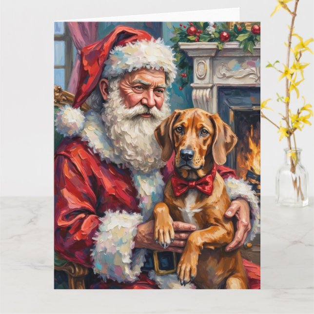 Tomte Rhodesian Ridgeback julkonst Kort (Gul blomma)