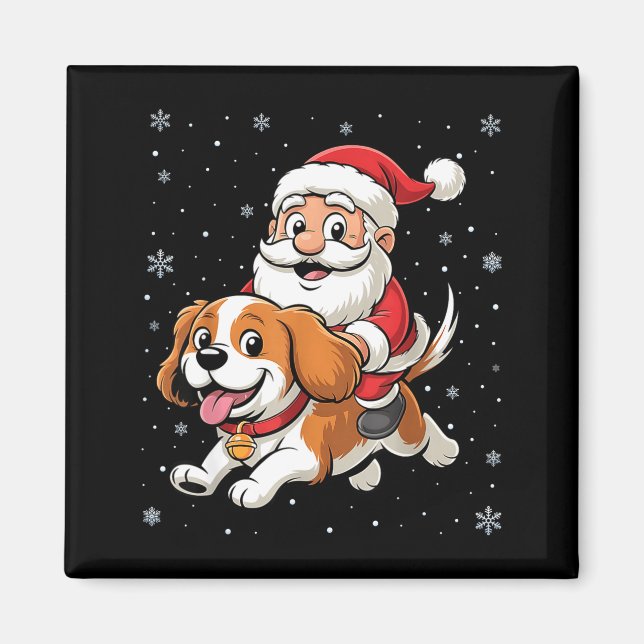 Tomte ridande Cavalier King Charles Spaniel D Magnet (Framsidan)