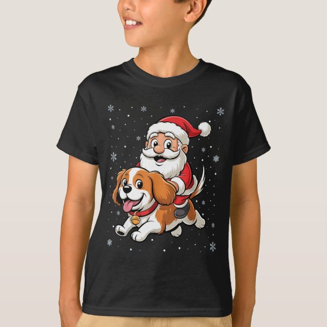 Tomte ridande Cavalier King Charles Spaniel D T Shirt (Framsida)