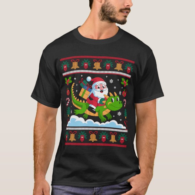 Tomte ridande drake juldesign t shirt (Framsida)