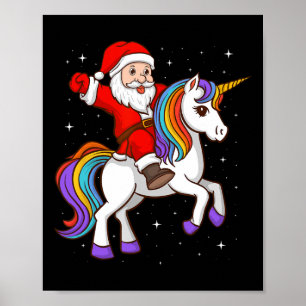 Tomte ridande enhörning Mystisk djur Xmas Magisk Poster