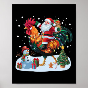 Tomte Ridande Kyckling Roliga Julbelysningar Kyckl Poster