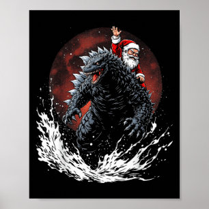 Tomte ridande på det japanska monstret Kaiju för K Poster