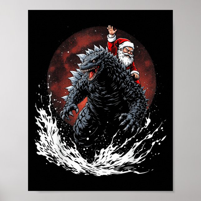 Tomte ridande på det japanska monstret Kaiju för K Poster (Framsidan)