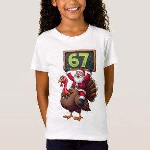 🎅🦃 Tomte Ridande på en Kalkon med Nummer 67 Roli T Shirt