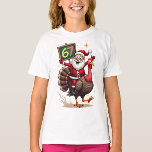 🎅🦃 Tomte Ridande på en Kalkon med Nummer 67 Roli T Shirt