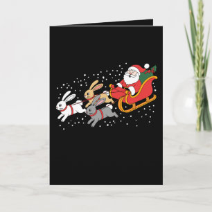 Tomte ridande släde kanin jul Xmas familj Helgkort