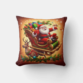 Tomte ridande släde med en ren kudde