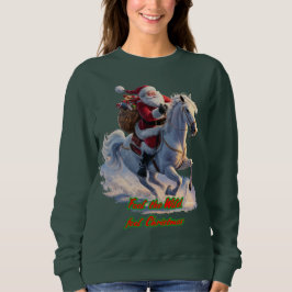 Tomte rider en häst på jul på en grön t shirt